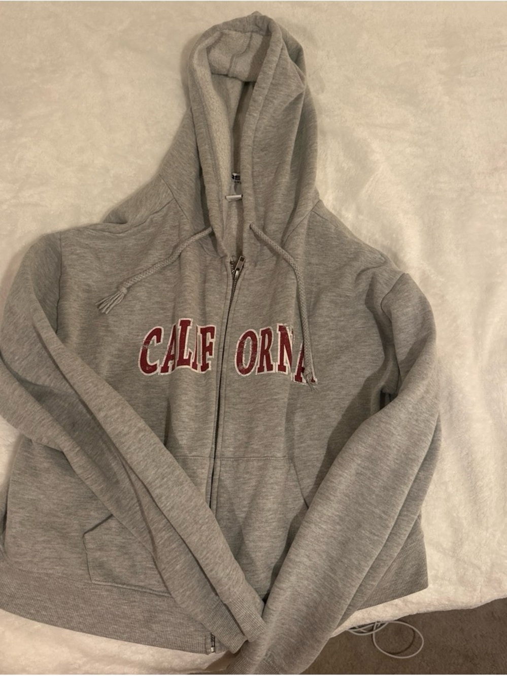 RSQ Gray Zip-Up Hoodie with 'CALIFORNIA' Chest Lettering